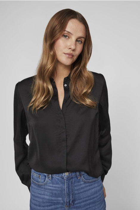 Vila viellette satin l/s shirt - noos